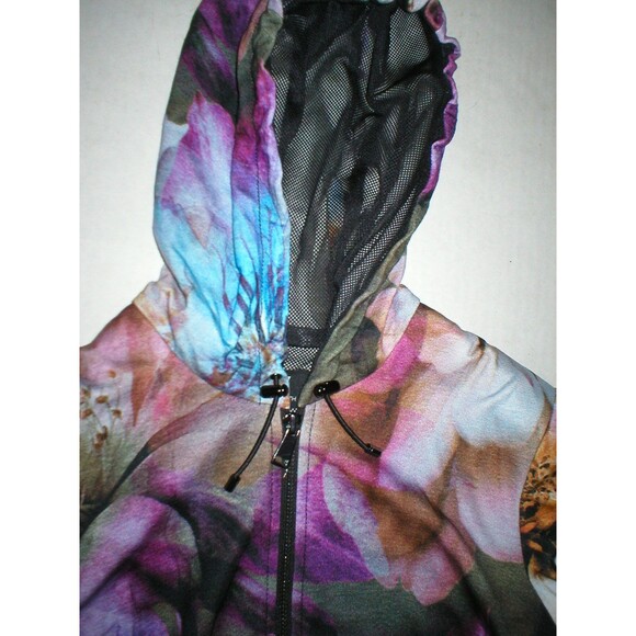 NWT $398 Womens 2 Designer Worth New York Jacket Hoodie Purple Blue Flowers Pin - Picture 2 of 4